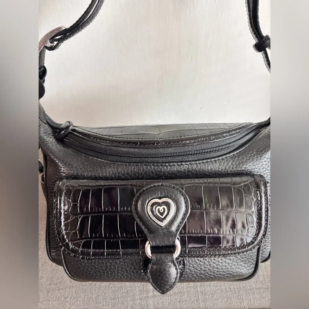New Without Tags Brighton Monalisa Black Leather Shoulder Bag Purse - Picture 4 of 12